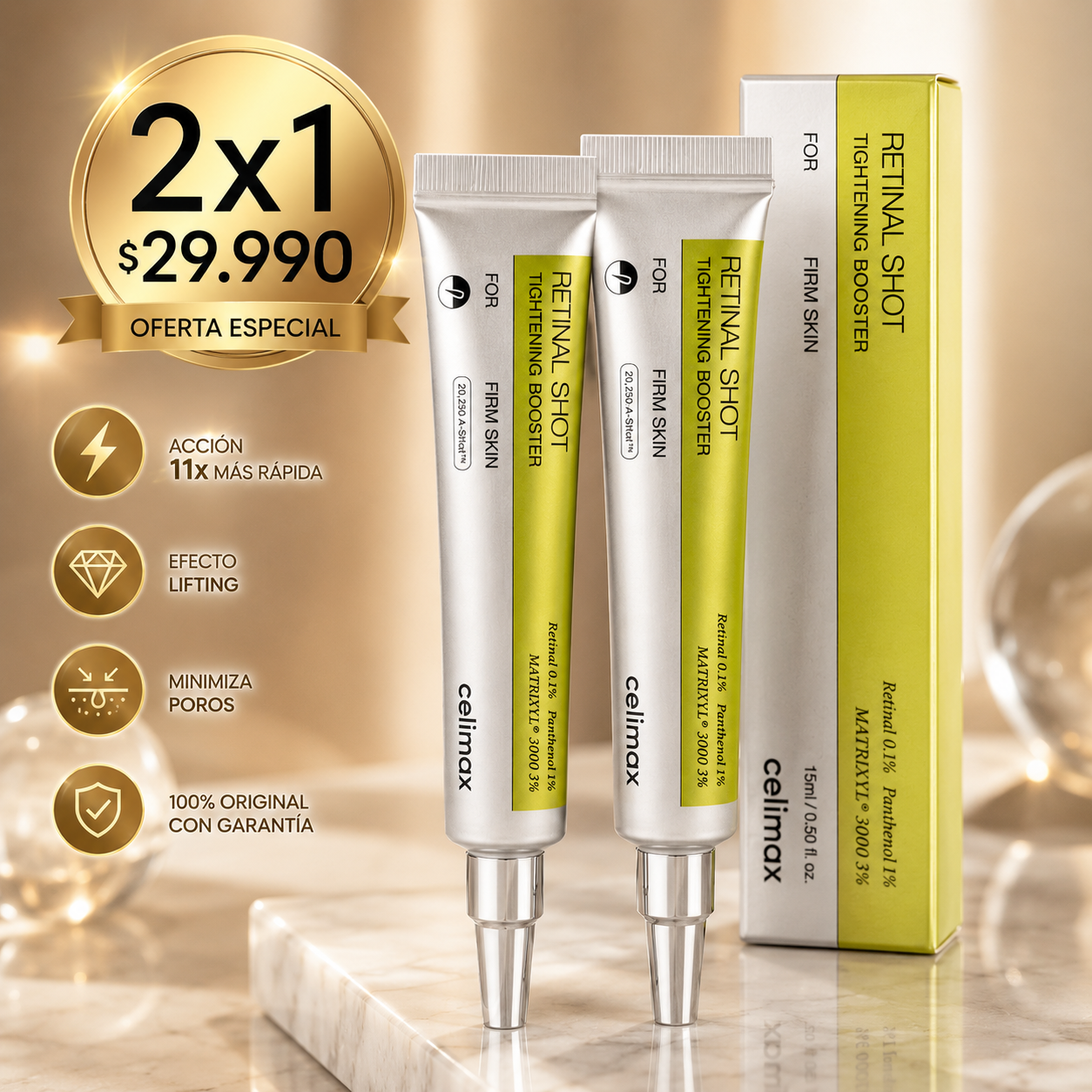Retinol Shot Celimax® Crema Facial Antiarrugas 15ml