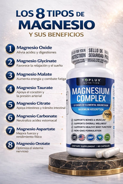 🔥OFERTA 2X1 🔥 MAGNESIO COMPLEX 8 en 1 - 1000mg 💊 90 CAPSULAS · Logra un Sueño Reparador y Más Energía 🔋
