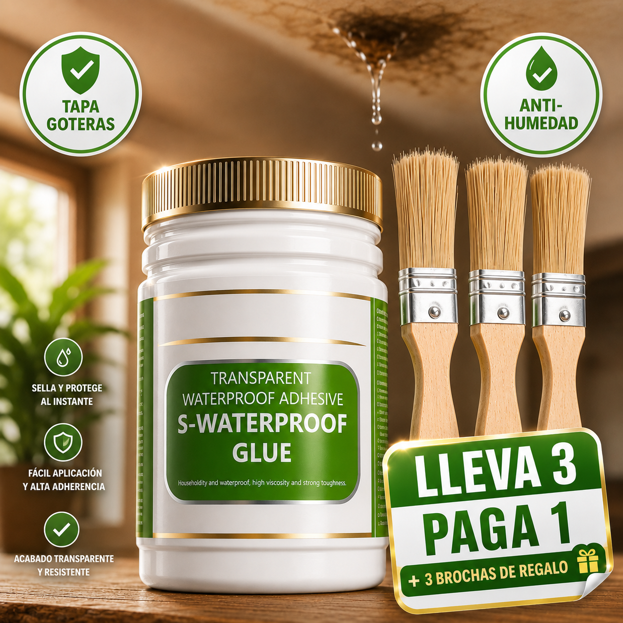 🏠🔧Sellador Impermeable Tapa Goteras al Instante + Brocha GRATIS 🎁